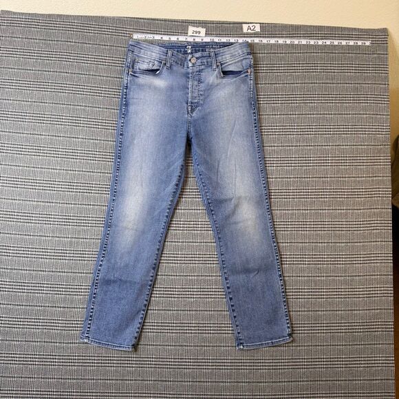 7 For All Mankind Women's Jeans Light Wash Denim Skinny Fit Stretch Size 30 - Picture 1 of 11